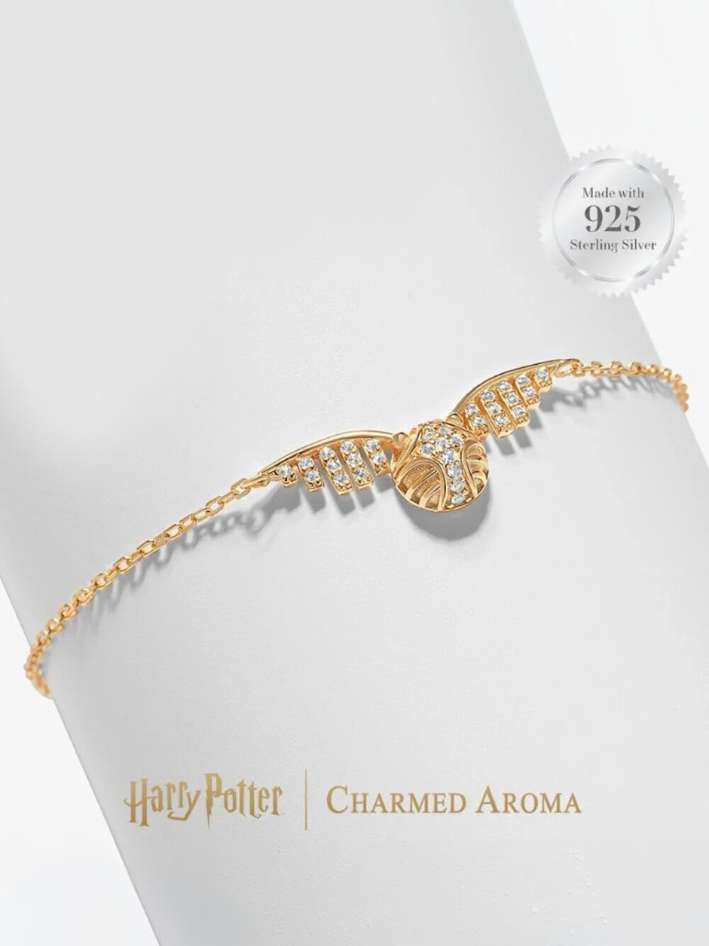 Official Harry Potter Golden Snitch Bracelet - 925 Sterling Silver, 10k Gold
